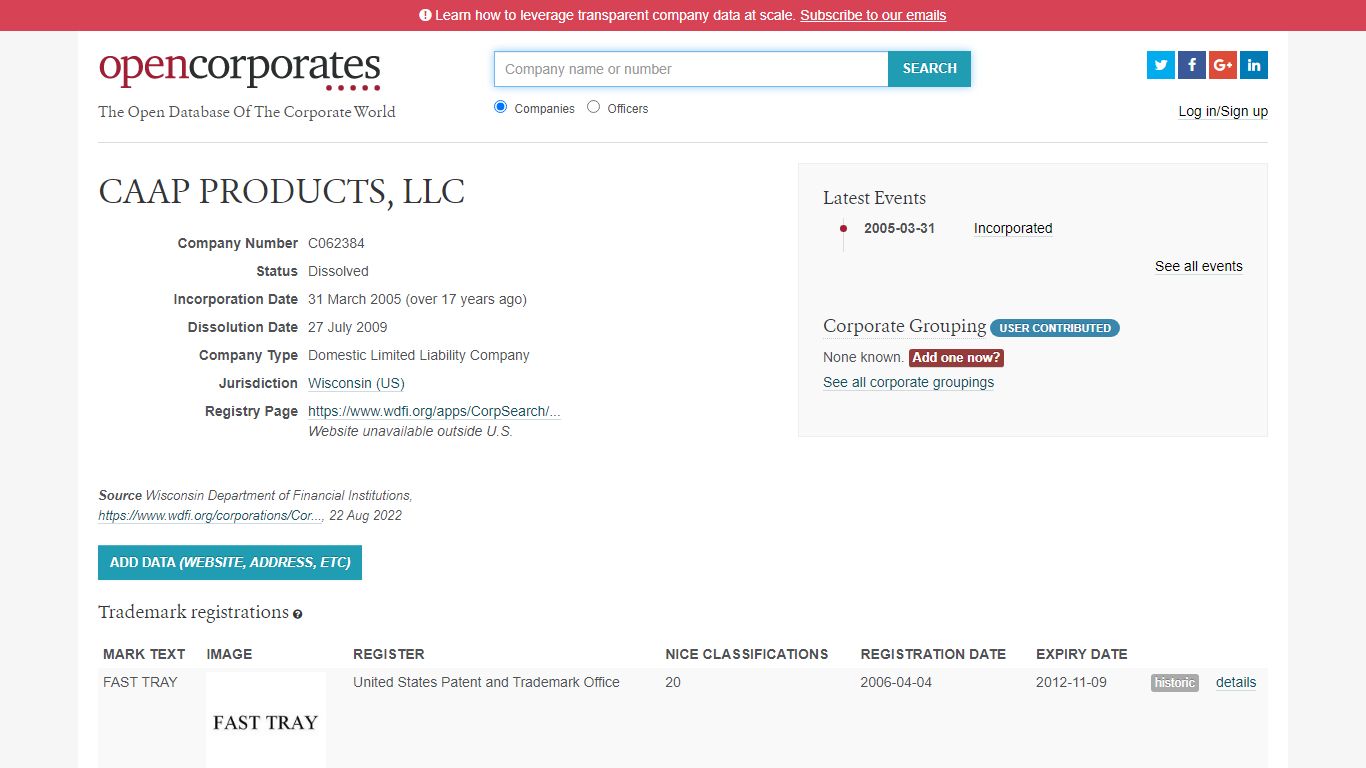 CAAP PRODUCTS, LLC :: Wisconsin (US) :: OpenCorporates